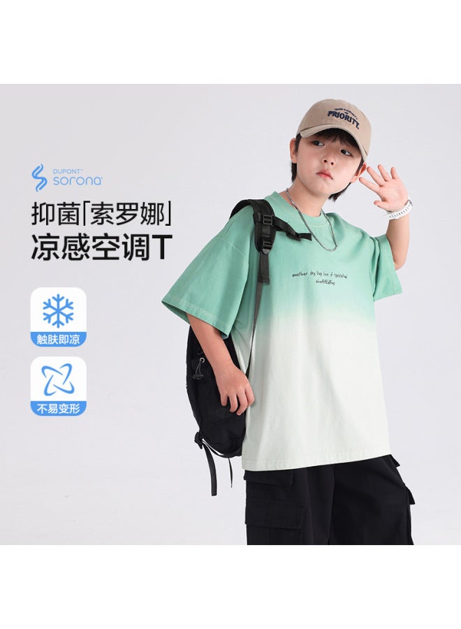 Boys' Summer Gradient Color Ice-feel Short-sleeve T-shirt  New Style Children's Boys' Summer Korean-style Half-sleeve Top
