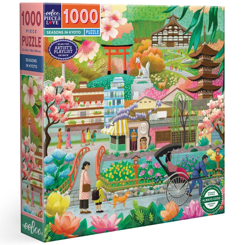 eeBoo 1000 Piece Puzzle  Seasons in Kyoto Jigsaw Puzzle for Adults Square 23 x 23 Made with Recycled Board  VegetableBased Ink - Image 3