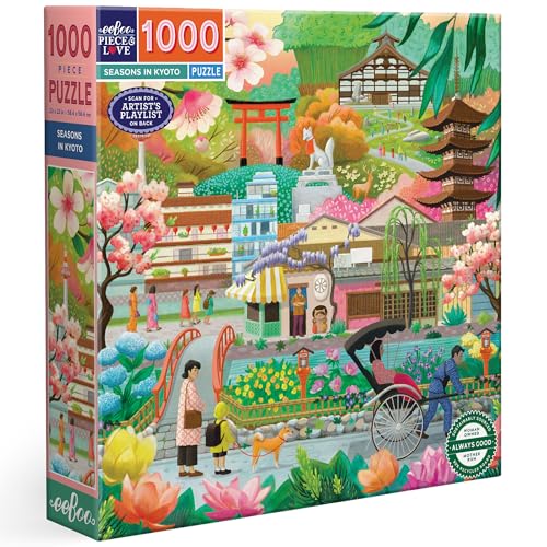 eeBoo 1000 Piece Puzzle  Seasons in Kyoto Jigsaw Puzzle for Adults Square 23 x 23 Made with Recycled Board  VegetableBased Ink - Image 1