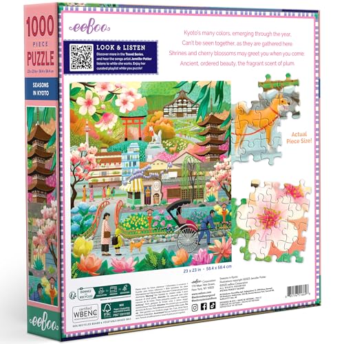 eeBoo 1000 Piece Puzzle  Seasons in Kyoto Jigsaw Puzzle for Adults Square 23 x 23 Made with Recycled Board  VegetableBased Ink - Image 5