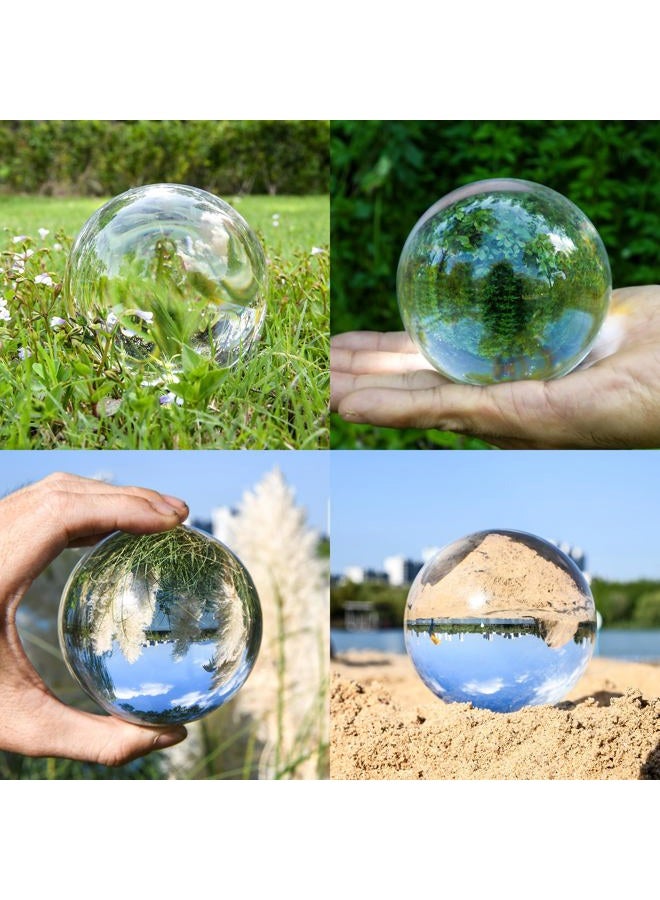 QIANCHANG 100mm Clear Crystal Ball with Stand, Photography Lensball Prop for Magical Shots, Optical Glass Sphere Decorative Balls Gifts for Meditation Divination - Image 3