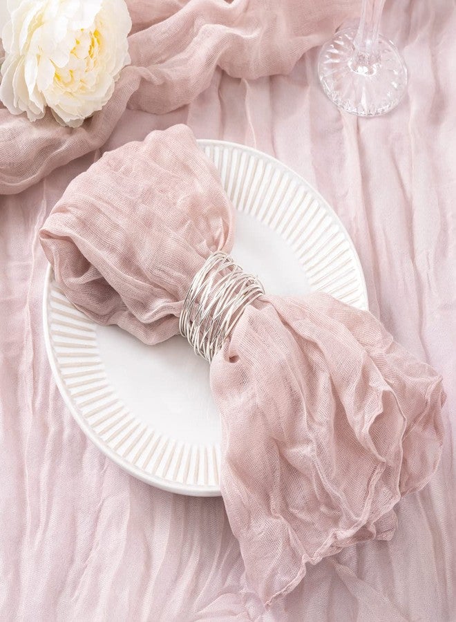 DeZerlor 20 Pack Pink Cheesecloth Napkins Summer Cloth Napkins Set of 20 Dinner Napkins Bulk Bulk 21x21 Inches for Wedding Bridal Shower Baby Shower Parties - Image 1