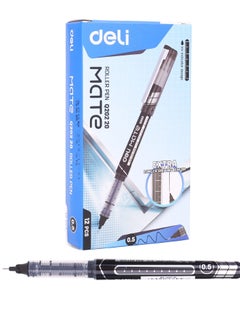 Deli 12-Piece Roller Pen 0.5mm Tip Black Ink  - Image 1