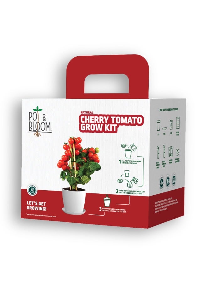 POT & BLOOM Pot and Bloom Gardening Kit - Cherry Tomato Kit. Perfect for Home Garden, Includes - Seeds, Garden Pot, Potting Mix, Nutrition & Protection Spray Gardening Tools Kit For Set  - Image 1
