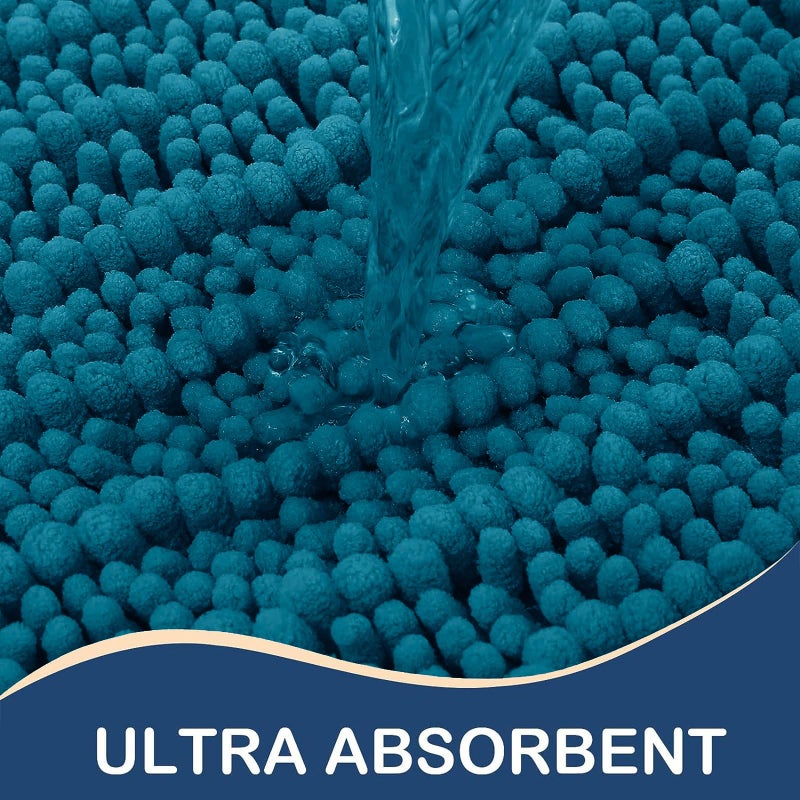 Arotive Luxury Chenille Bathroom Rug Mat  Extra Soft Thick Absorbent Shaggy Bath Rugs  Non-Slip Machine Wash Dry Plush Bath Mats for Bathroom  Shower  and Tub (24""x16""  Peacock Blue) - Image 2
