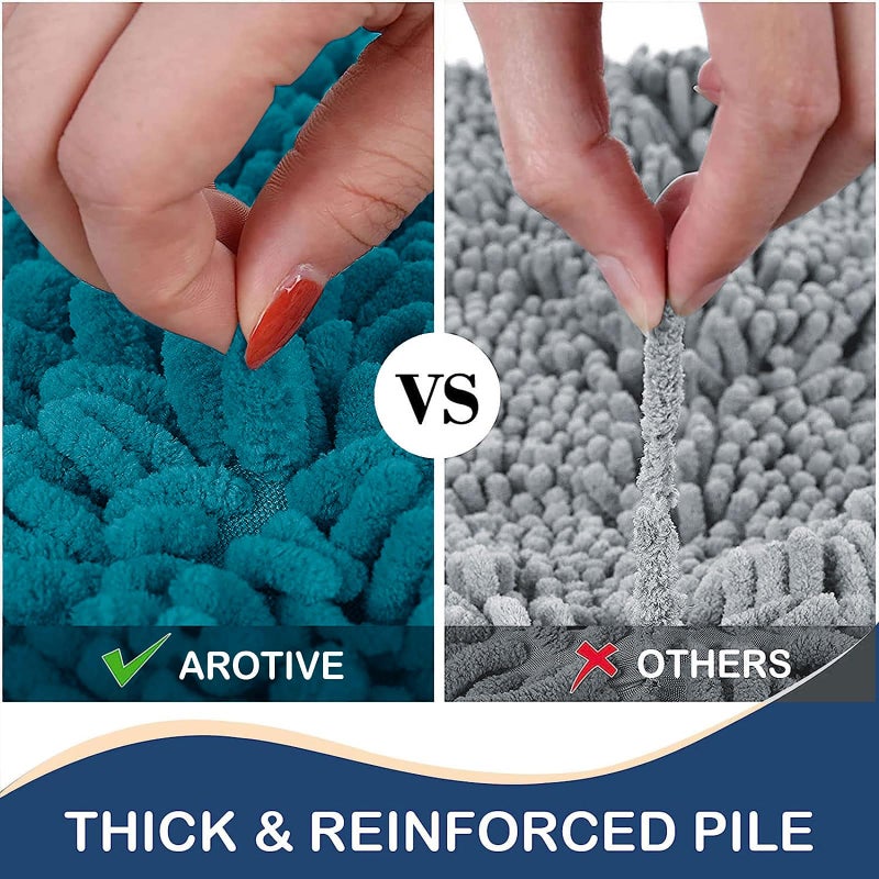 Arotive Luxury Chenille Bathroom Rug Mat  Extra Soft Thick Absorbent Shaggy Bath Rugs  Non-Slip Machine Wash Dry Plush Bath Mats for Bathroom  Shower  and Tub (24""x16""  Peacock Blue) - Image 4