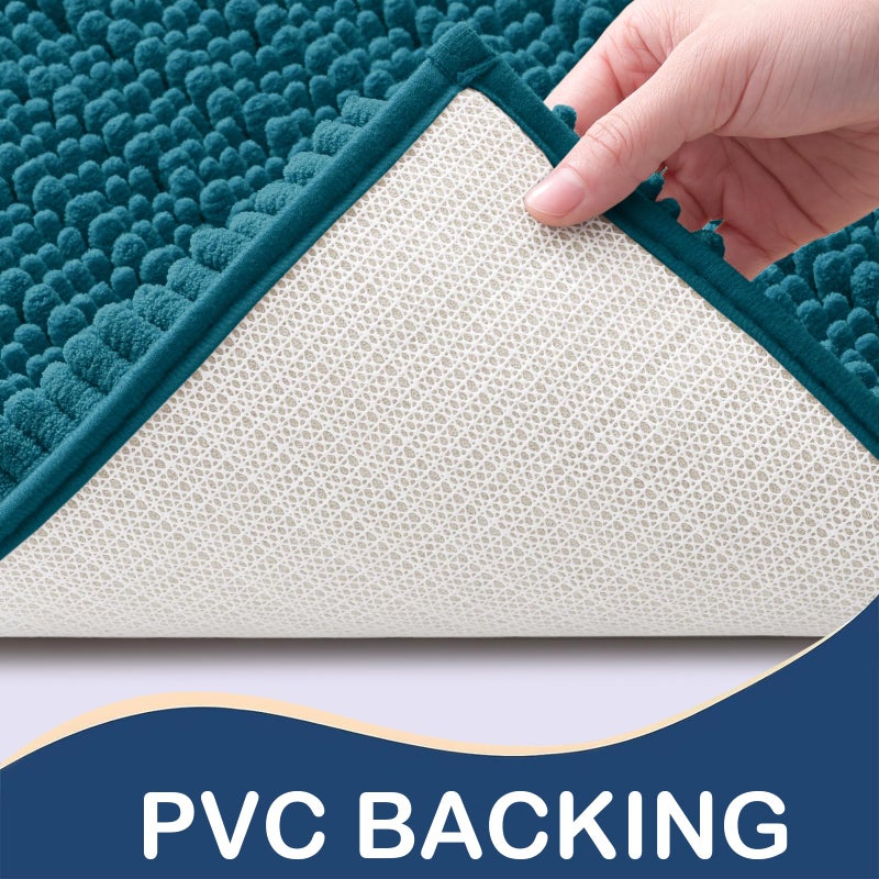 Arotive Luxury Chenille Bathroom Rug Mat  Extra Soft Thick Absorbent Shaggy Bath Rugs  Non-Slip Machine Wash Dry Plush Bath Mats for Bathroom  Shower  and Tub (24""x16""  Peacock Blue) - Image 3