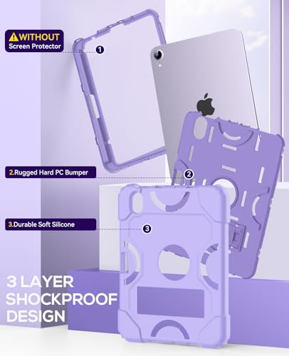 Cantis Case for iPad mini 7 A17 Pro 2024/ iPad mini 6 2021 8.3 Inch, Heavy Duty Shockproof Cover for iPad mini 7th/ 6th Generation 8.3" with Pencil Holder, Purple+Purple - Image 4
