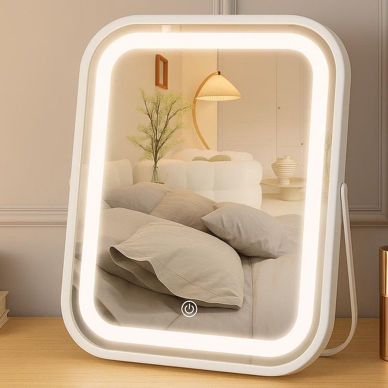 YEKKOPT Lighted Makeup Mirror Rechargeable Vanity Mirror with Lights 10x8 Makeup Mirror with LightsLight up Mirror Touch Screen with 3Color Lightingfor Women GiftTravel Essentials - Image 1