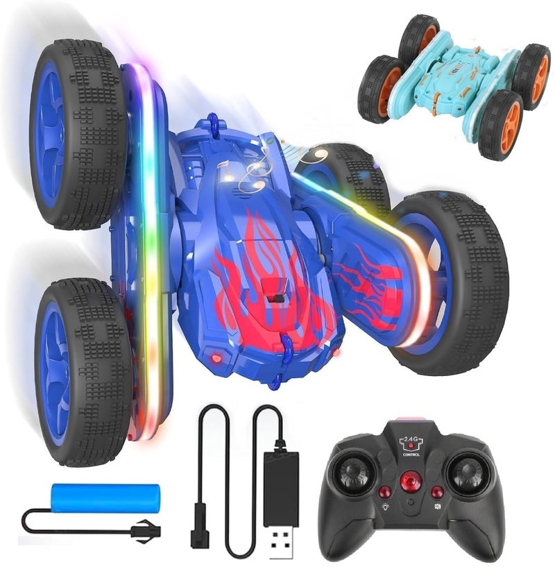 Amitasha 360° Rotate Stunt Car 4x4 Remote Control Car Dual Sided 4WD RC Car 4 Wheel Drive with Rechargeable Battery for Kids Boys Birthday Gift - Image 1