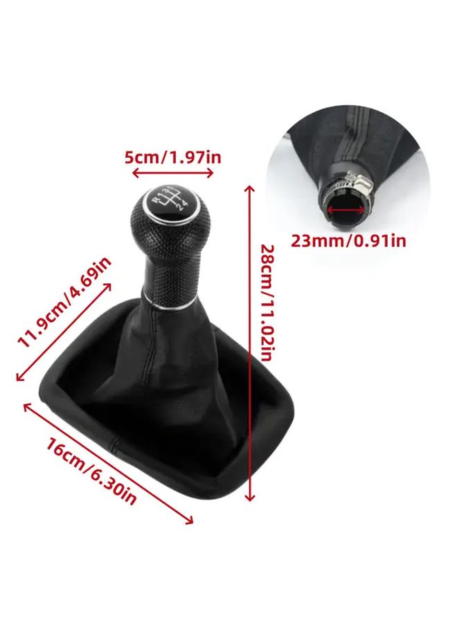 Black Line 6 Speed Shift Lever Head ABS PU Leather For VW Golf Jetta 1999 2005 - Image 2