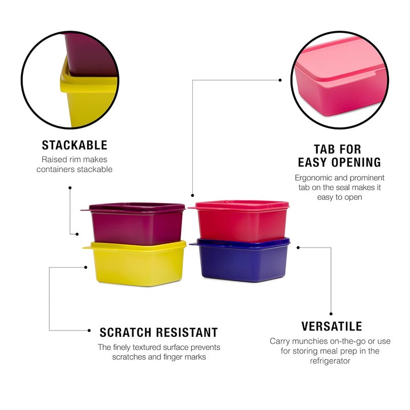 Tupperware حاوية بلاستيكية - 500 مل، 4 قطع، متعددة الألوان - Image 5