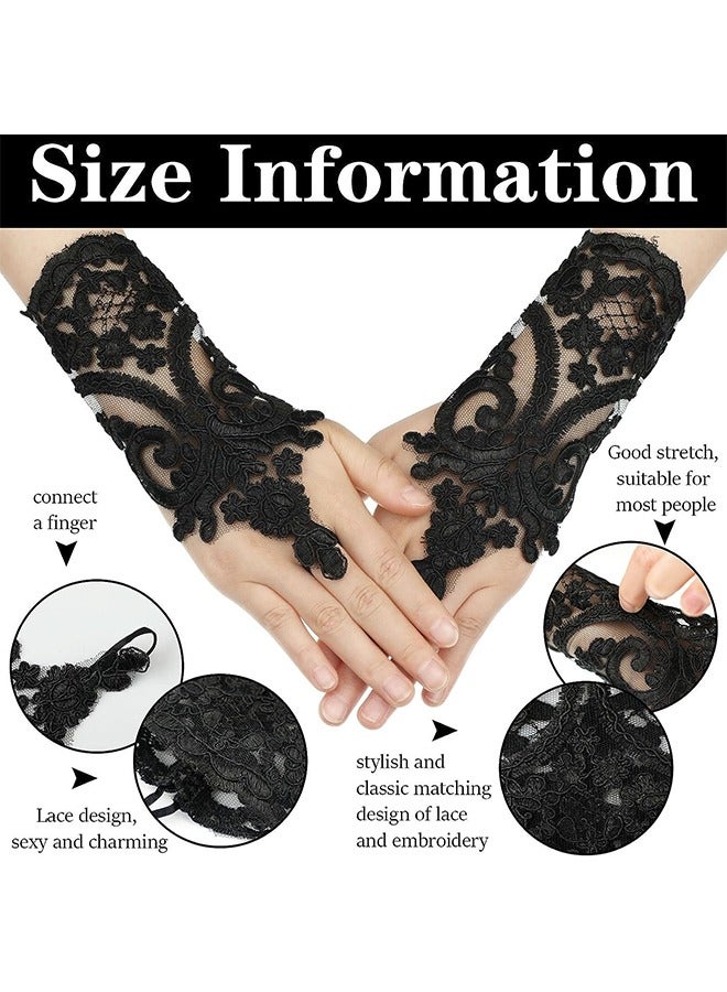 قفازات زفاف من الدانتيل للعروس قفازات زفاف بدون أصابع قفازات زهور - Image 2