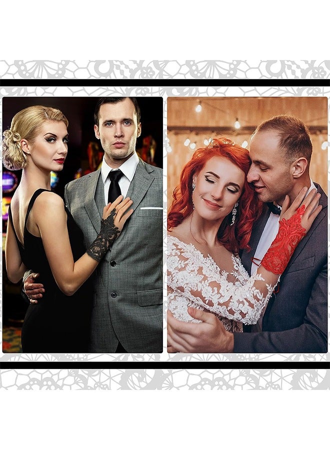 قفازات زفاف من الدانتيل للعروس قفازات زفاف بدون أصابع قفازات زهور - Image 4