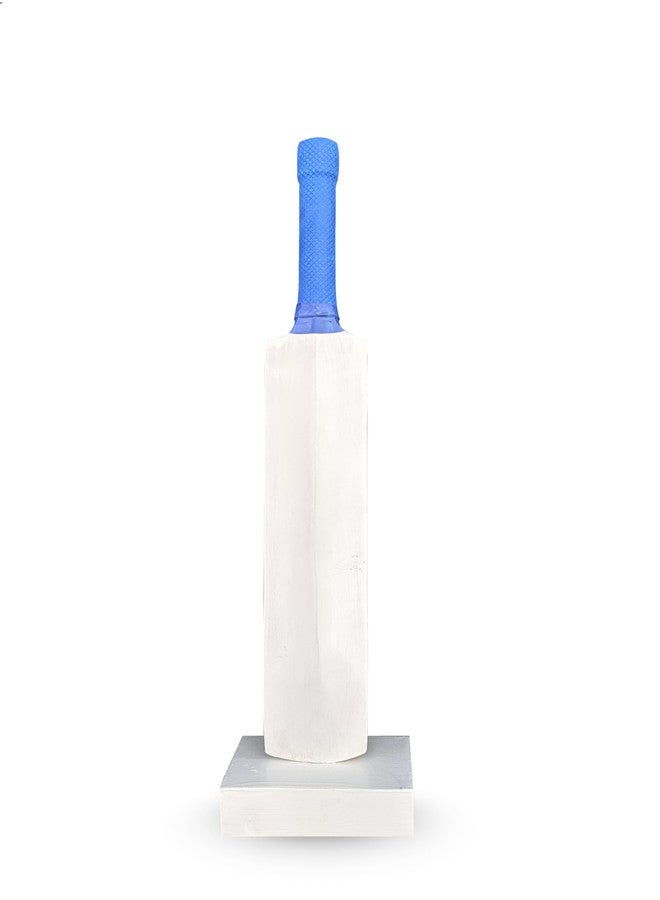 Frixan Decorative Miniature Cricket Bat, 12 Inch Display Piece with M/S Dhoni Printed (Not Original) Design, Blue Grip, White Base - Image 4