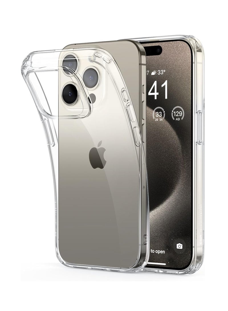 Case Cover for iPhone 15 Pro 6.1-inch, Soft Back Slim Shockproof Bumper Cover Anti-Scratch Crystal Clear Case for iPhone 15 Pro Clear - Image 1