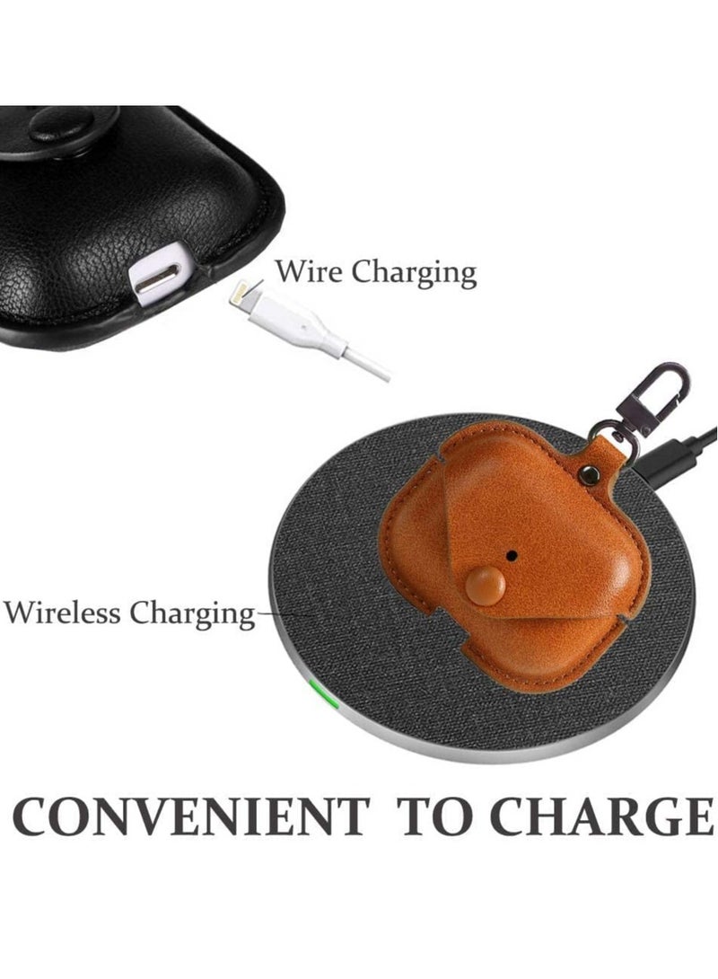 ELTRAZONE AirPods 3rd Generation Case (2021), Leather Protective Case Skin Cover with Keychain and Lock for Apple Airpods 3 Case Women Men (Brown) - Image 4