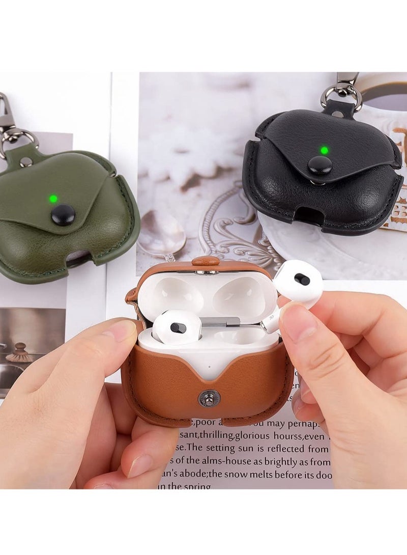 ELTRAZONE AirPods 3rd Generation Case (2021), Leather Protective Case Skin Cover with Keychain and Lock for Apple Airpods 3 Case Women Men (Brown) - Image 5