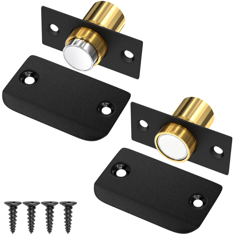 Jiayi Closet Magnetic Catch Door Ball Catch Jiayi 2 Pack Door Ball Magnetic Latch Replacement Hardware Black Roller Door Latch Top Door Adjustable for Invisible Closet Gate Pantry Magnet Closing - Image 1