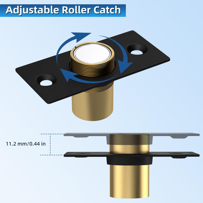 Jiayi Closet Magnetic Catch Door Ball Catch Jiayi 2 Pack Door Ball Magnetic Latch Replacement Hardware Black Roller Door Latch Top Door Adjustable for Invisible Closet Gate Pantry Magnet Closing - Image 4