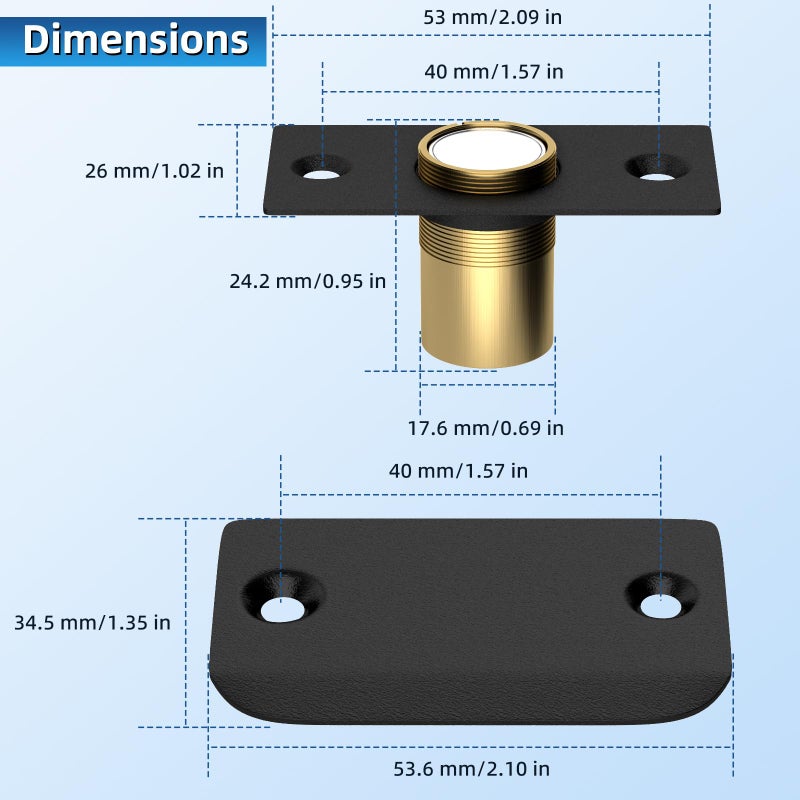 Jiayi Closet Magnetic Catch Door Ball Catch Jiayi 2 Pack Door Ball Magnetic Latch Replacement Hardware Black Roller Door Latch Top Door Adjustable for Invisible Closet Gate Pantry Magnet Closing - Image 3