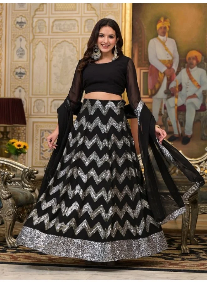 أيه كيه إس Black Sequinned party wear lehenga Choli