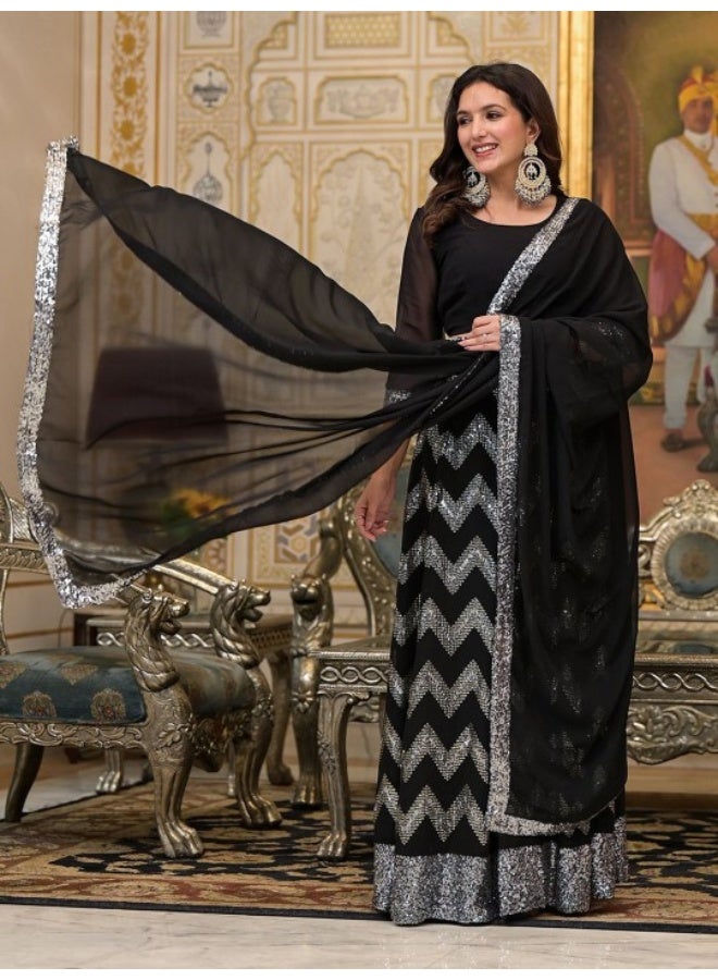 AKS Black Sequinned party wear lehenga Choli - Image 3