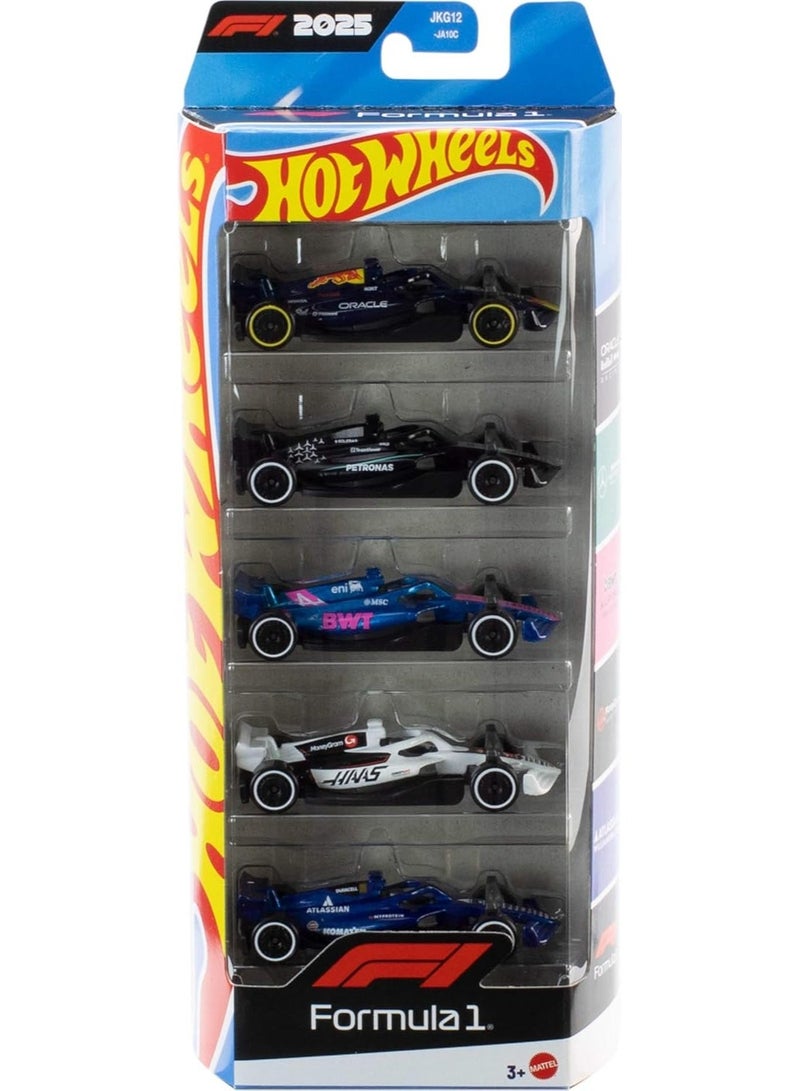 هوت ويلز سيارات Hot Wheels Formula 1 | مجموعة من 5 سيارات مصبوبة (Die-cast) | مقياس 1:64 JLN11 - Image 2