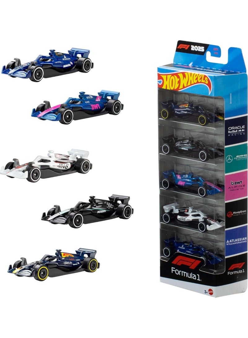 هوت ويلز سيارات Hot Wheels Formula 1 | مجموعة من 5 سيارات مصبوبة (Die-cast) | مقياس 1:64 JLN11 - Image 1