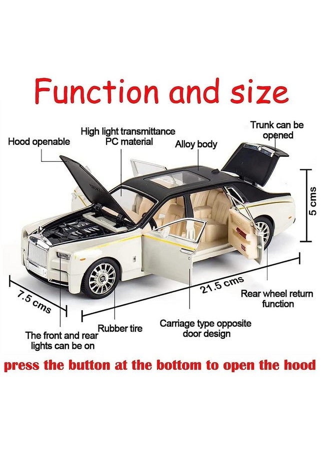 Galaxy Hi-Tech Die Cast 1:32 Scale Rolls Royce Metal Phantom with 6 Openable Doors, Light & Music for Toddler Zinc Alloy Pull Back Vehicles Diecast Model Car【Multi Color】 - Image 4