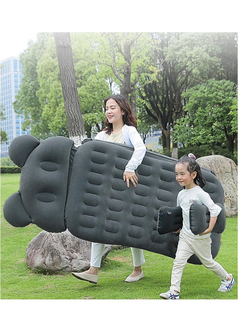 Sharpdo 3 Piece Flocking Air Mattress Car Inflatable Bed  for Home and Car  C01-Black with Headrest - Image 3