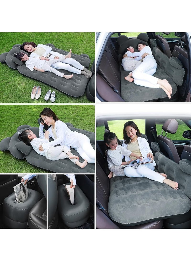 Sharpdo 3 Piece Flocking Air Mattress Car Inflatable Bed  for Home and Car  C01-Black with Headrest - Image 5
