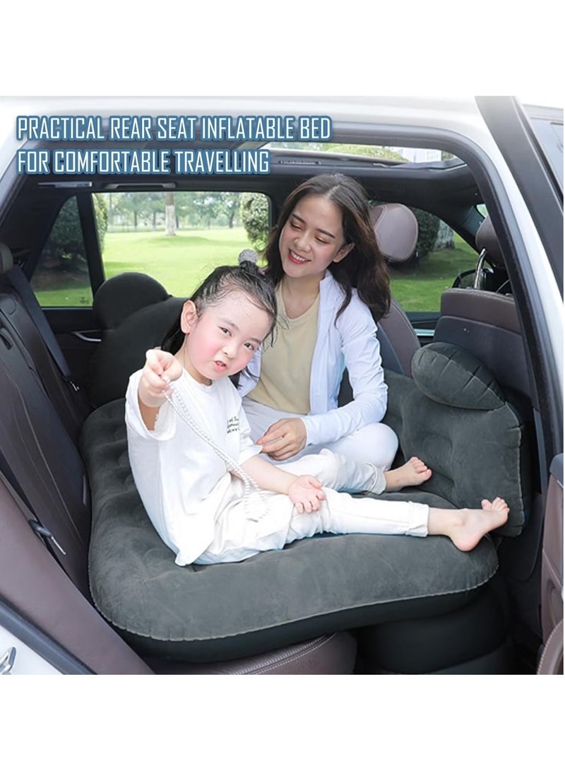 Sharpdo 3 Piece Flocking Air Mattress Car Inflatable Bed  for Home and Car  C01-Black with Headrest - Image 4