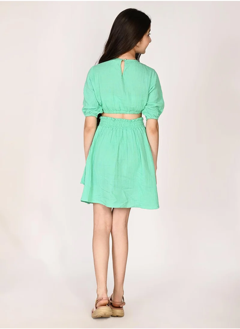 LILPICKS Solid Top with Flared Skirt Set