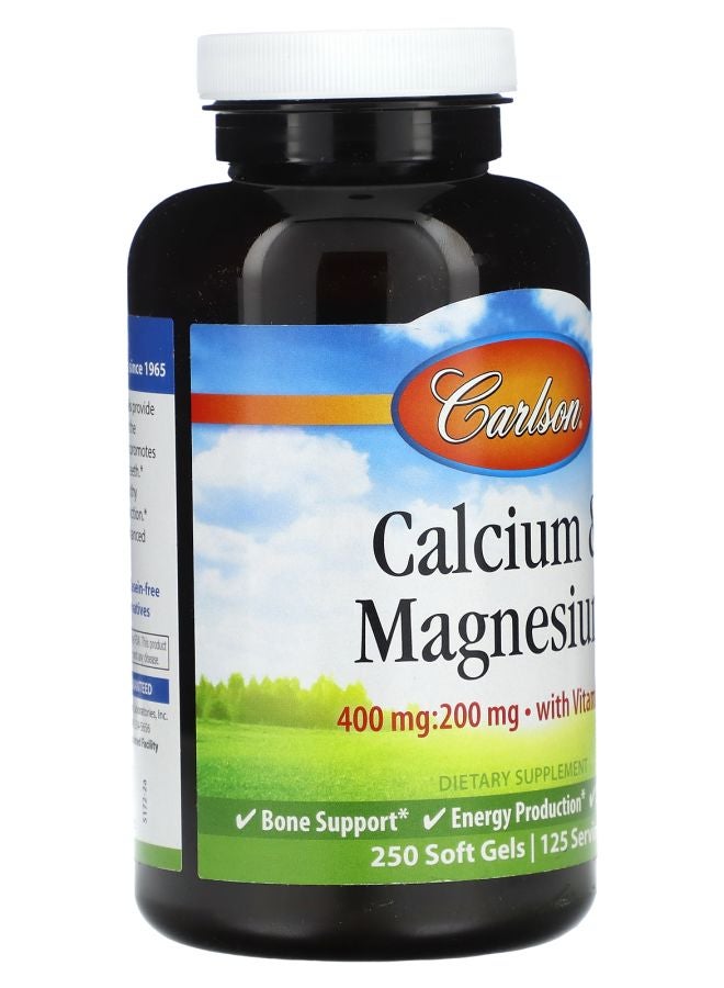 Carlson Calcium & Magnesium Gels with Vitamin D3 250 Soft Gels - Image 2