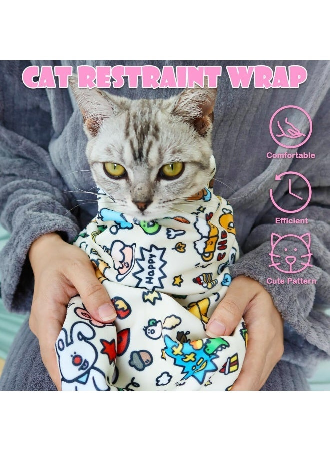 Cat Wrap for Cutting Nails Large Size 27.5in Self-Adhesive Cat Grooming Wrap Cat Nail Clipper Hammock Soft Cat Restraint Bag for Nail Clipping Cat Grooming Supplies(Under 13lbs) - Image 2