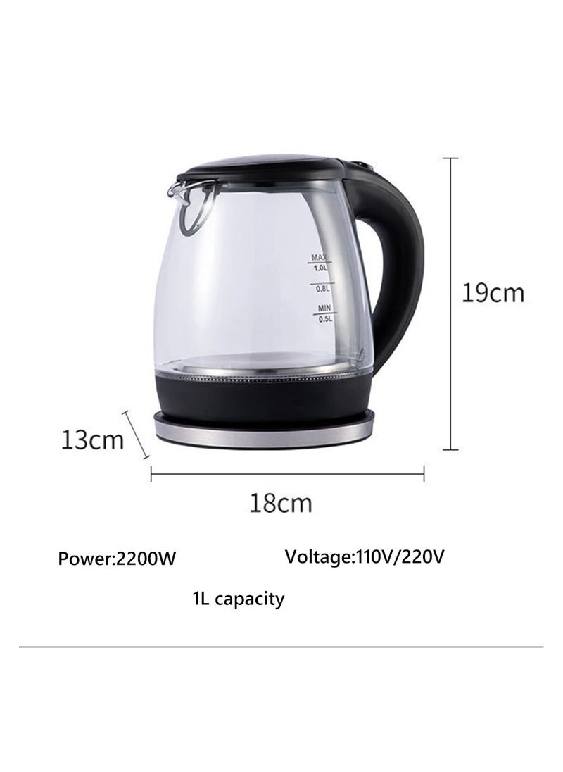 Electric Glass Kettle with a Glass Body and a Base That Can Rotate 360 Degrees for Convenient Use and Easy Access in the Kitchen, Perfect for Brewing Tea and Heating Water