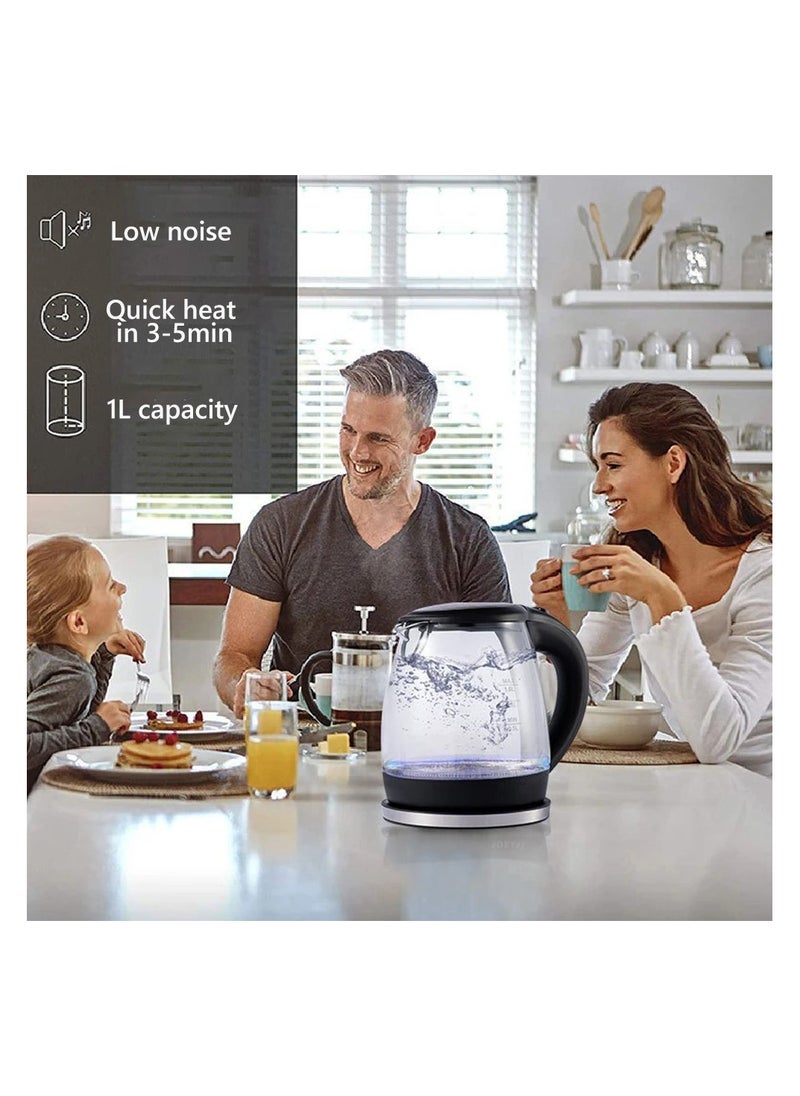 Electric Glass Kettle with a Glass Body and a Base That Can Rotate 360 Degrees for Convenient Use and Easy Access in the Kitchen, Perfect for Brewing Tea and Heating Water