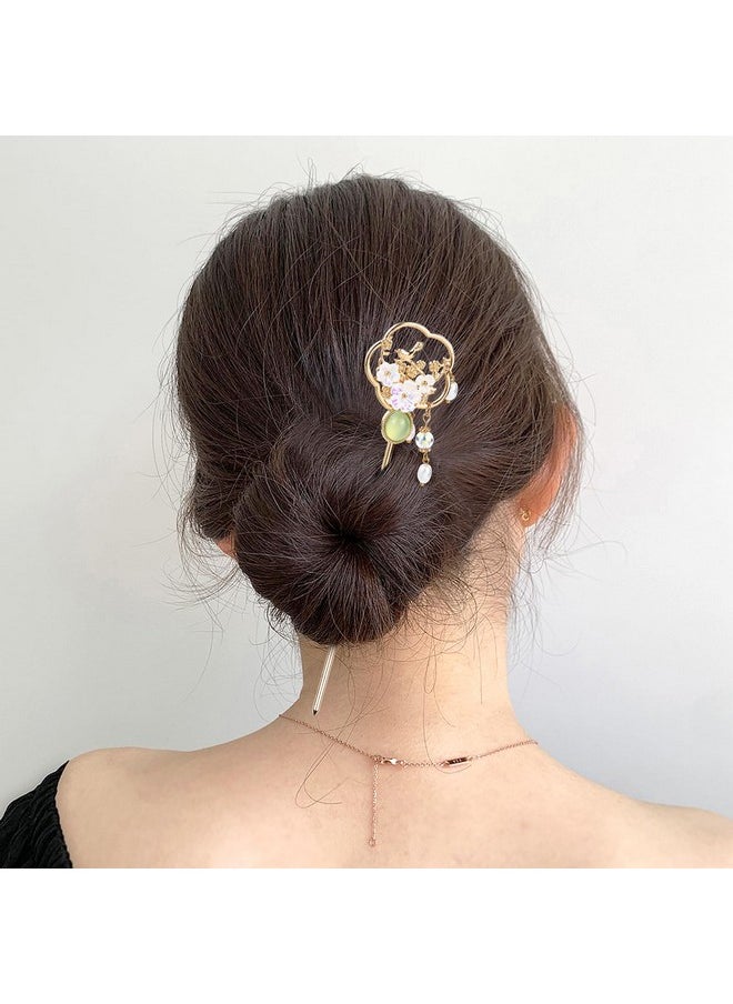 Cinaci - 10 Pieces Decorative Vintage Retro Pearl Gold Metal Hair Sticks Pins With Pendants Chinese Hanfu Asian Flower Butterfly Hair Chopsticks Hair Bun Updo Holders Long Hairpins For Women Girls - Image 1