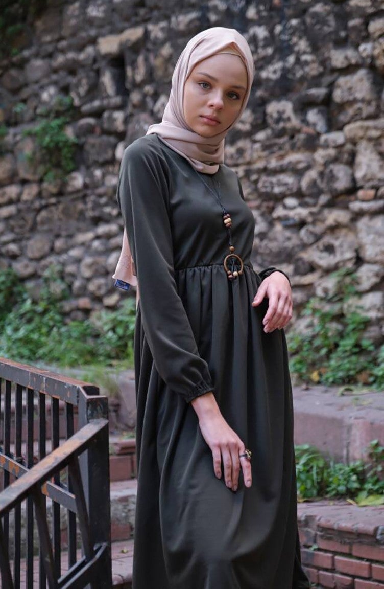 Sefa Merve Necklace Tunic Trousers Double Suit 0583-07 Khaki  - Image 4