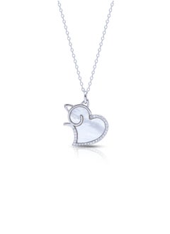 Subhati Cat Shaped Pendant With Silver 925 , Zercon Stone and Mother of Pearl  - Image 1