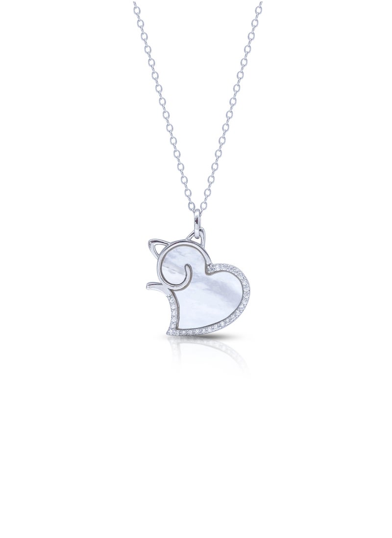 Subhati Cat Shaped Pendant With Silver 925 , Zercon Stone and Mother of Pearl  - Image 1