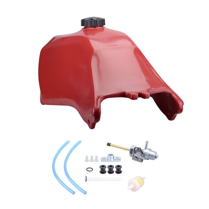 Plastic Fuel Gas Tank Cap Petrol Gastank With Petcock Compatible For Honda Trx300 Trx 300 19932000 Red