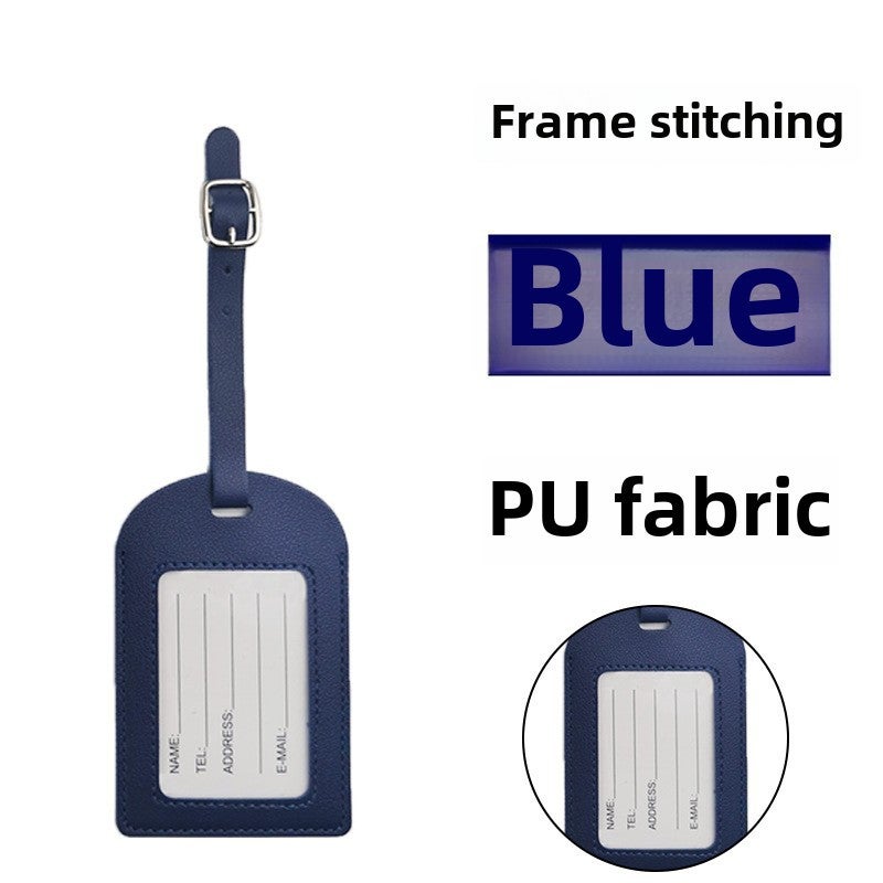 Thick PU Leather Luggage Tag with Flip Cover and Signature PaperFrame car line without flip dark blue Frame car line without flip dark blue