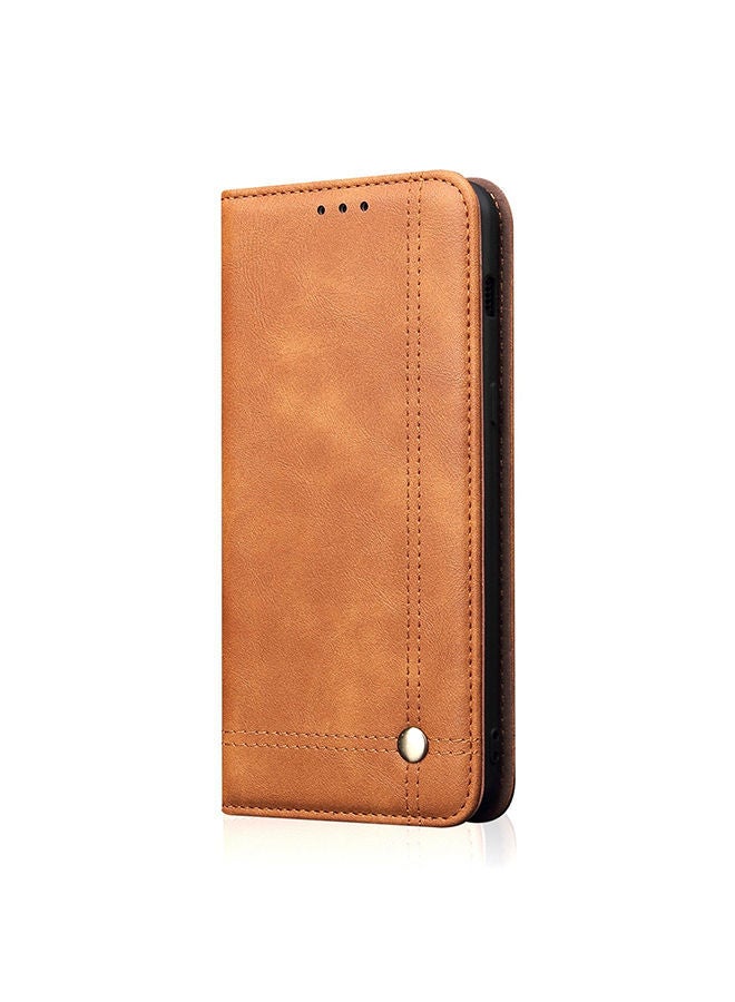 NIBEMINENT Protective Flip Case Cover With Card Slot For Apple iPhone 11 Pro Max Brown  - Image 1
