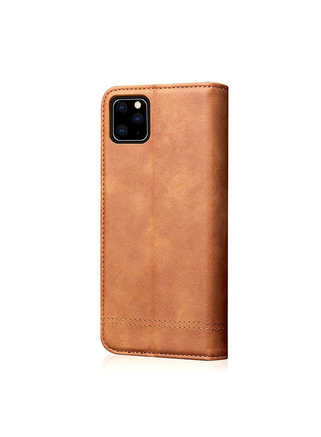 NIBEMINENT Protective Flip Case Cover With Card Slot For Apple iPhone 11 Pro Max Brown  - Image 2