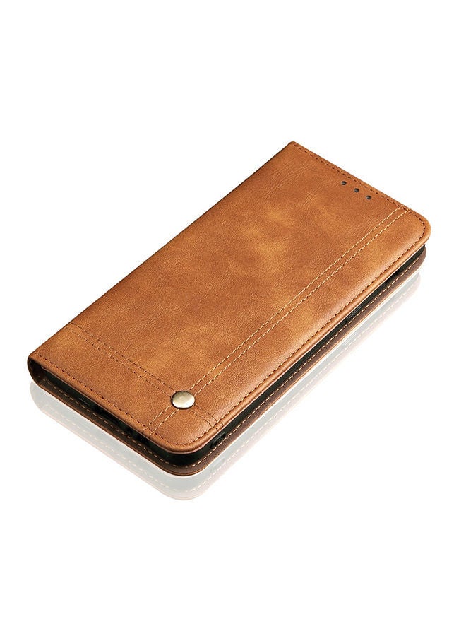 NIBEMINENT Protective Flip Case Cover With Card Slot For Apple iPhone 11 Pro Max Brown  - Image 5