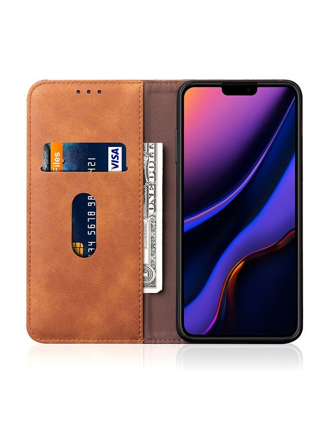 NIBEMINENT Protective Flip Case Cover With Card Slot For Apple iPhone 11 Pro Max Brown  - Image 3