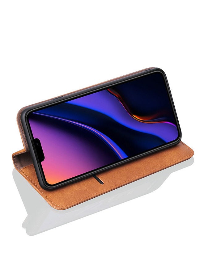 NIBEMINENT Protective Flip Case Cover With Card Slot For Apple iPhone 11 Pro Max Brown  - Image 4