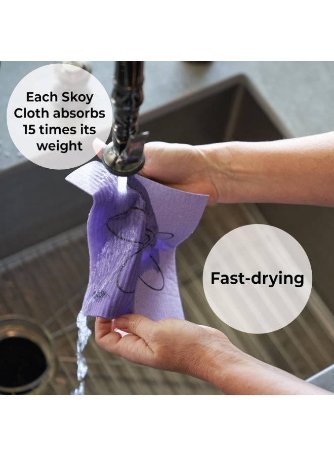 Skoy Skoy Cloth, 8-Pack Versatile Swedish Dishcloths for Kitchen and Household Use, Reusable Cleaning Cloths, Planet-Friendly, Dishwasher and Dryer-Safe, Assorted Colors - Image 3